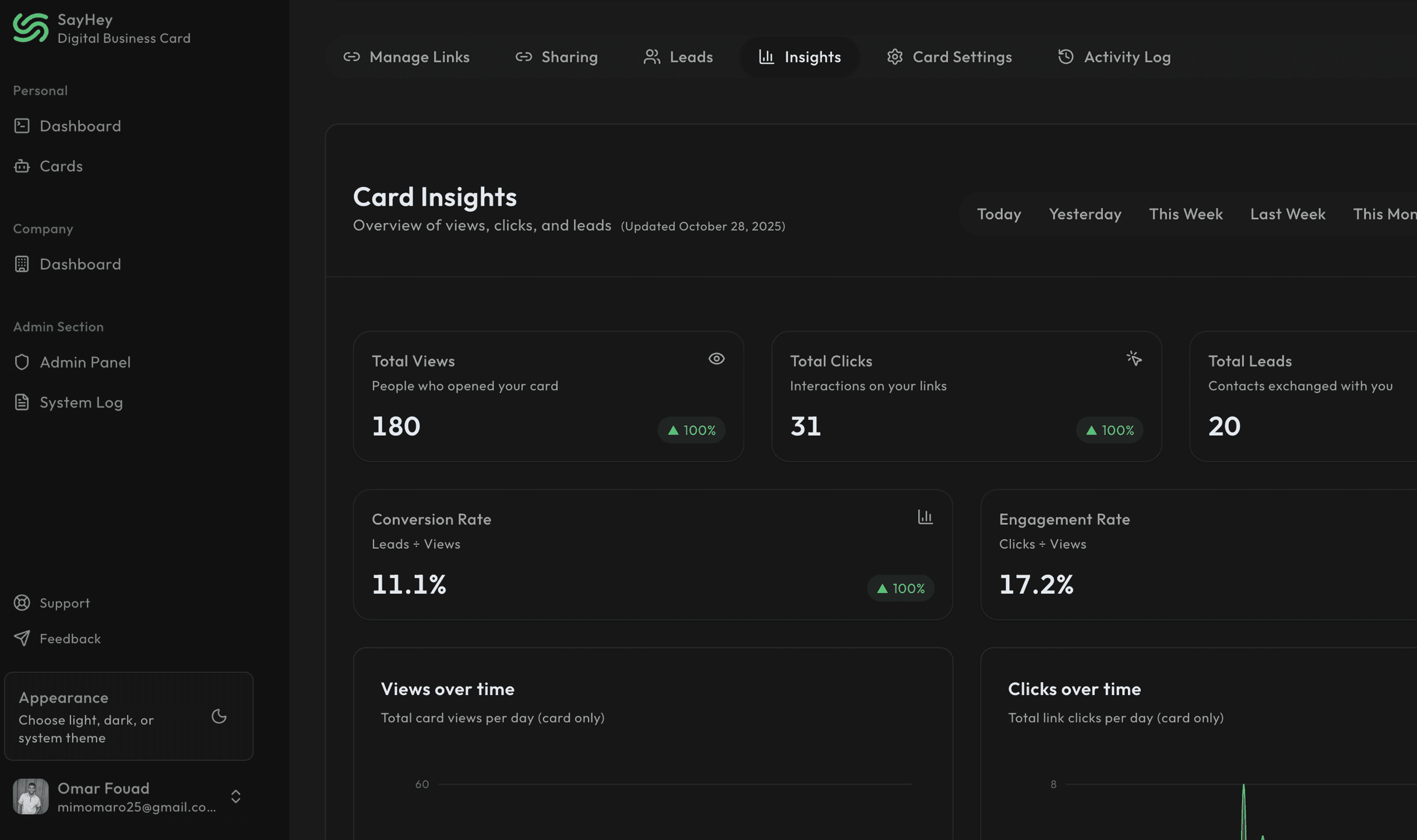 SayHey Digital Business Card - Dark Mode